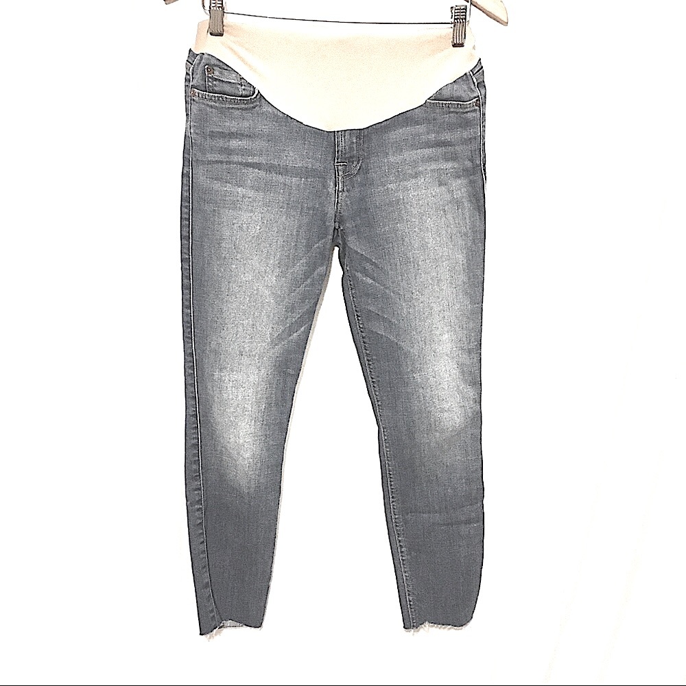 7 For All Mankind Full Panel Maternity Jeans With Raw Hem Sz 27